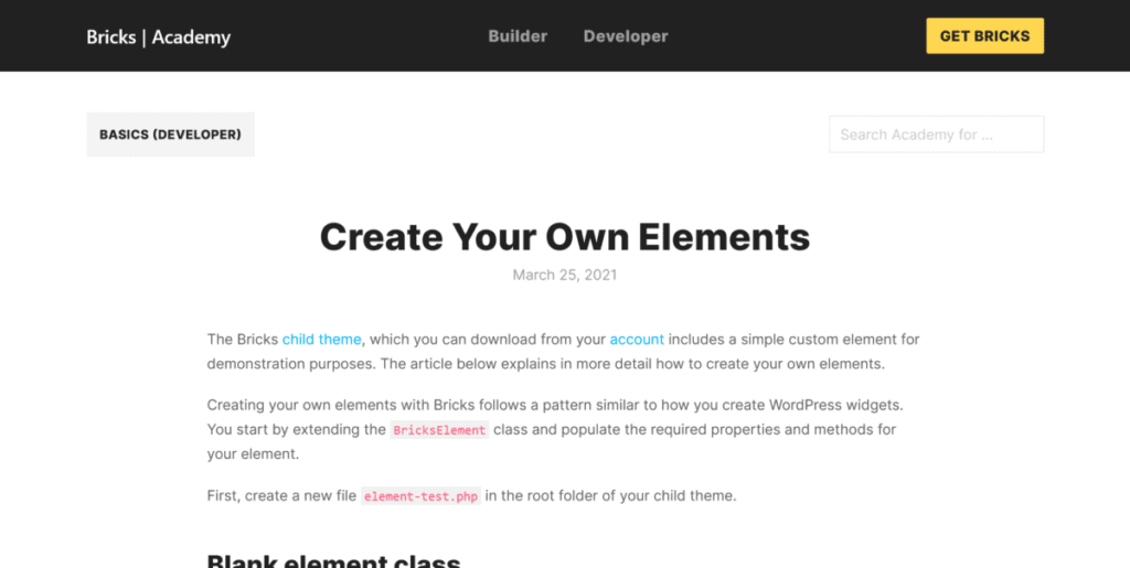 Eigene Bricks Elemente bauen