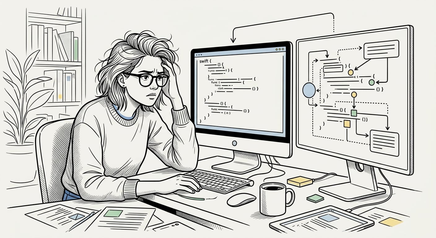 Entwickler lernt iOS mit KI-Assistent, der Swift-Code-Patterns erklärt