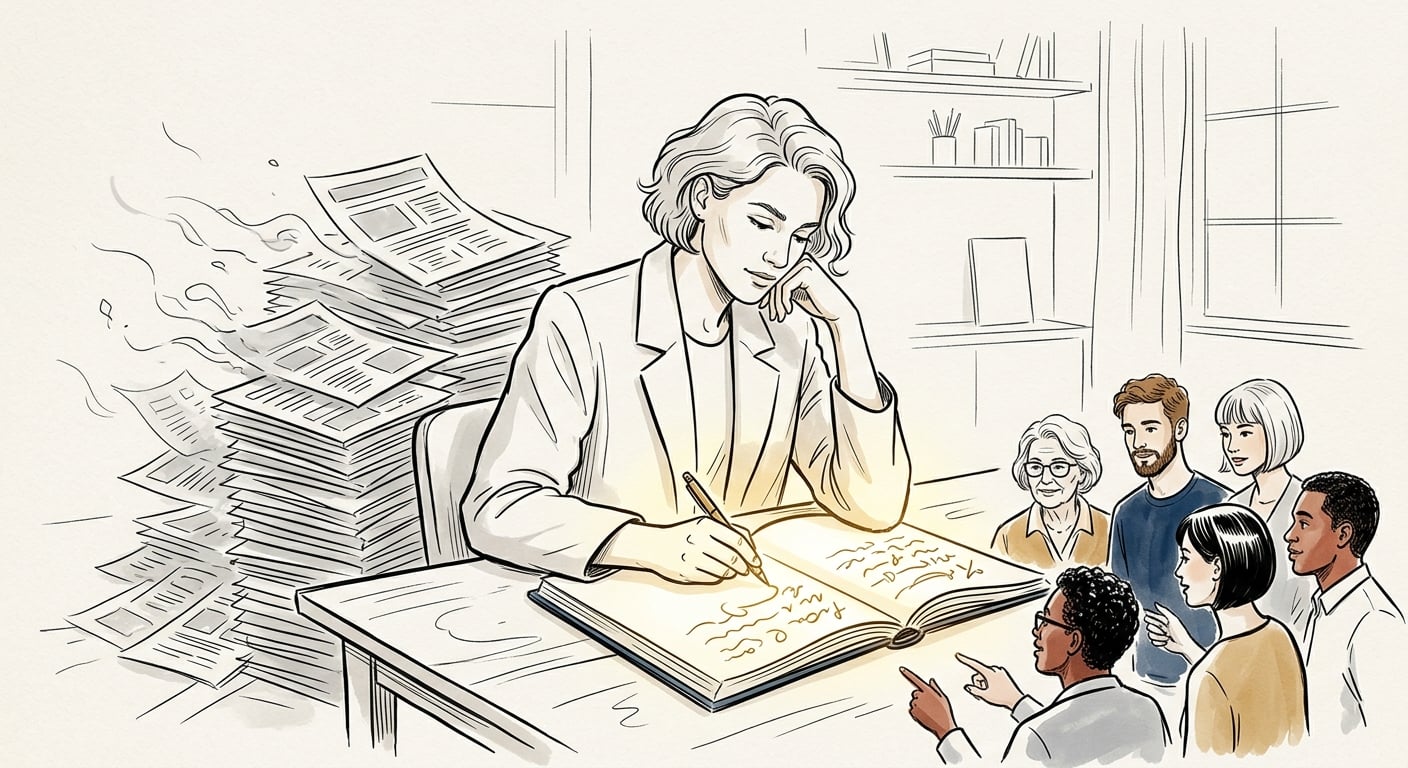 Originaler, von Menschen geschriebener Content hebt sich von einem Stapel generischer AI-generierter Artikel ab