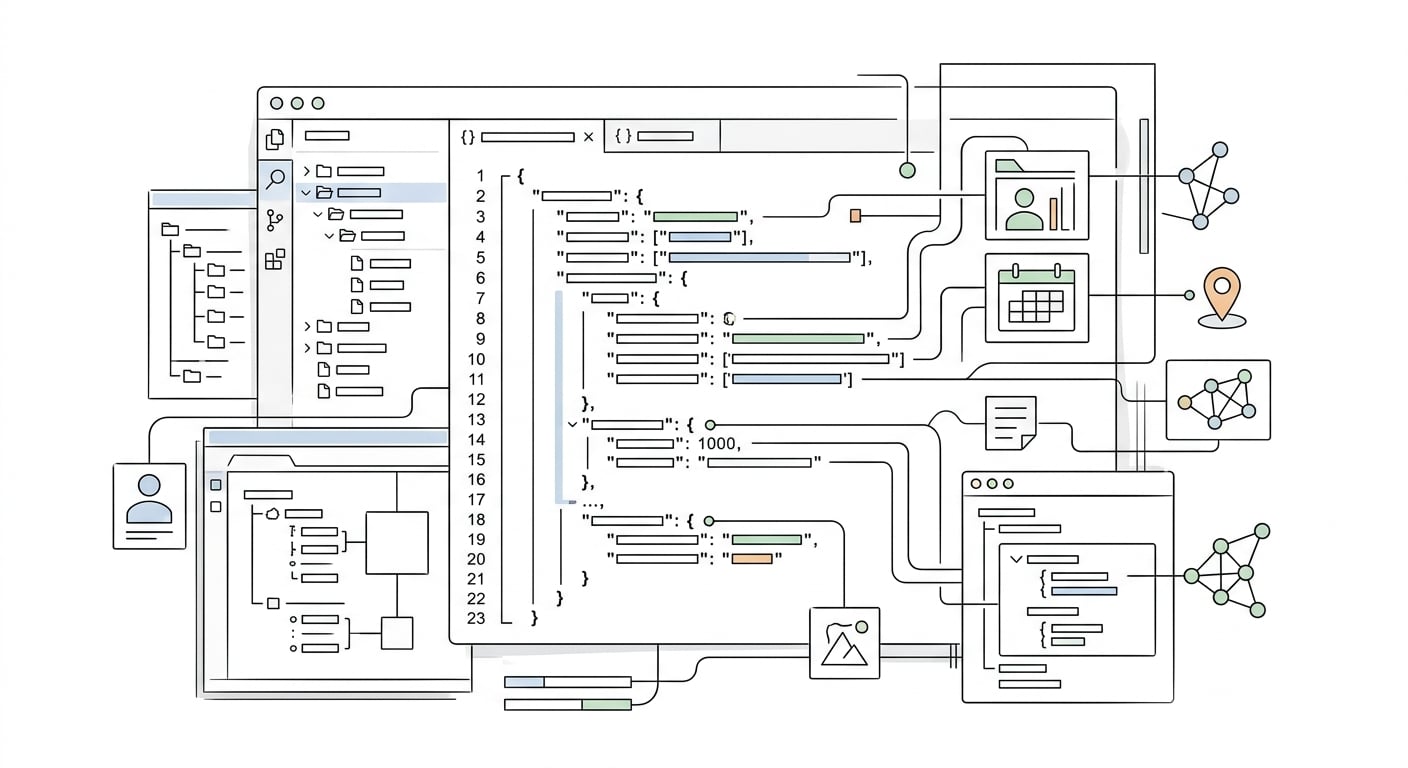 JSON-LD Schema Markup in einem Code-Editor