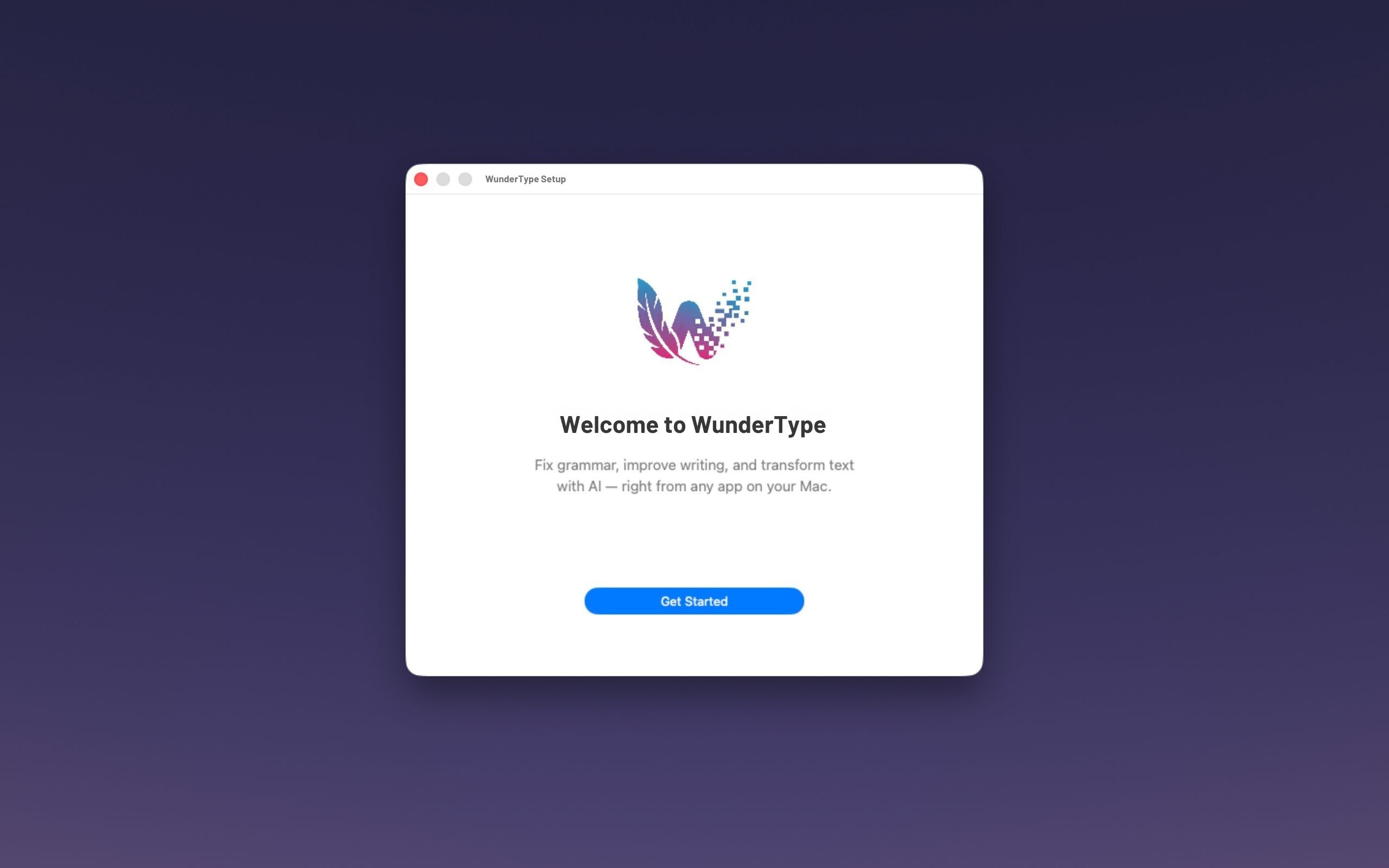 WunderType Willkommensbildschirm