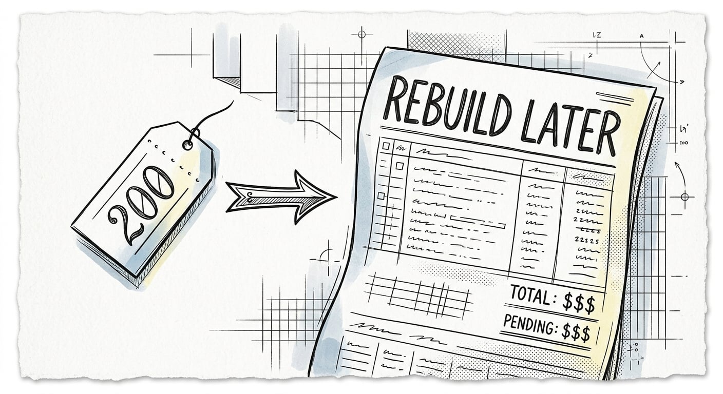 Eine billige 200-Seite, die später zu einer größeren Neubau-Rechnung anwächst, warum die billige Seite die teuerste ist