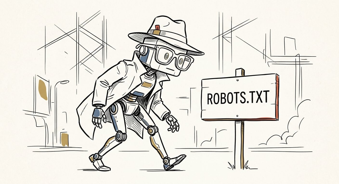 Ein getarnter KI-Crawler ignoriert ein robots.txt-Schild und crawlt trotzdem