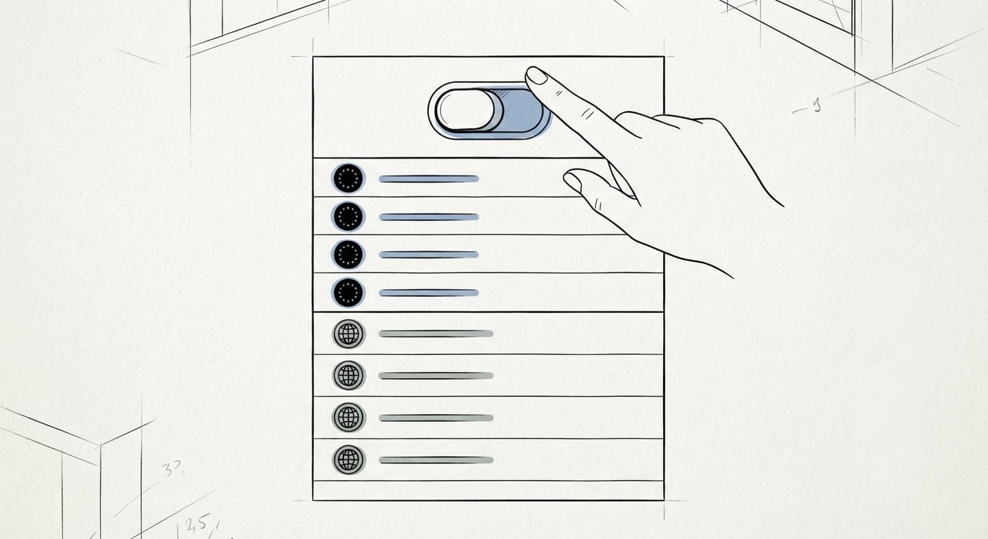 Ein EU-only-Schalter in einem KI-Admin-Panel, der zeigt, dass manche Modelle global routen