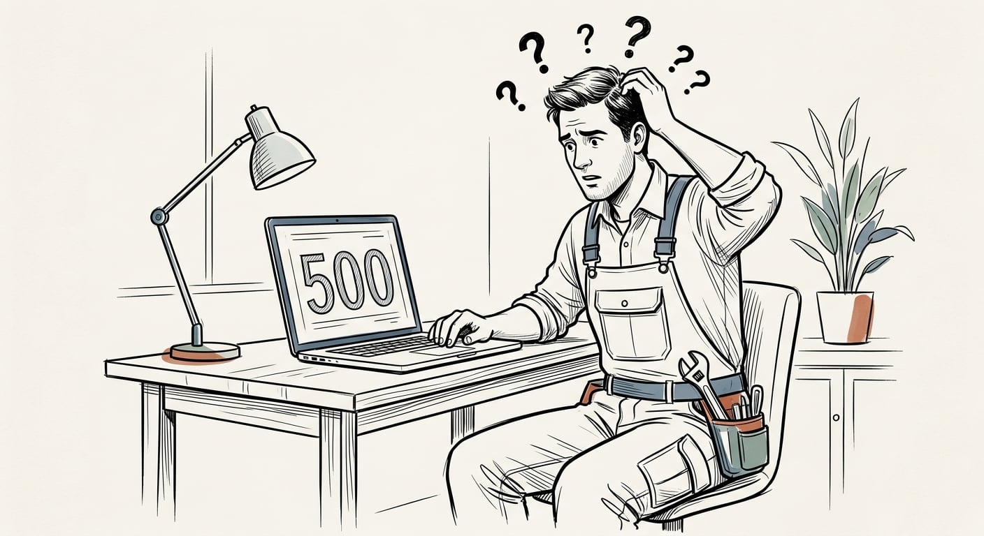 Klempner schaut verwirrt auf ein SEO-Angebot über 3500 Dollar monatlich