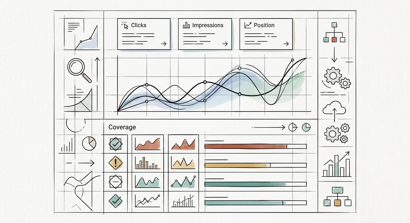 Google Search Console Dashboard mit Performance-Metriken
