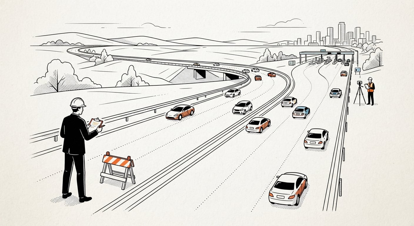 Forscher sperrt eine Fahrspur und misst den Gesamtverkehr, ein Bild für ein Blackout-Experiment zur Incrementality